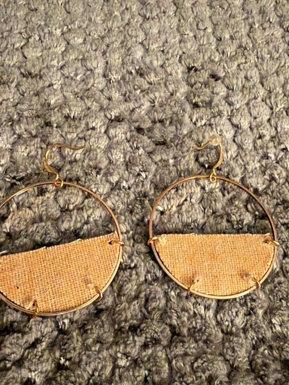 Woven Half-Moon Hoop Earrings Brown